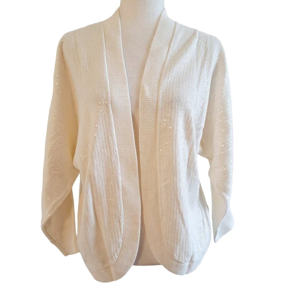 JM Collection Open Front Sequin Knit Cardigan NWT - image 1
